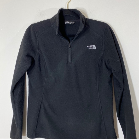 North Face 1/4 Zip Black Medium Fleece - Picture 2 of 7